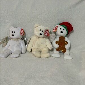 Ty Beanie Babies Holiday Bears-Bundle of 3 Retired Ty Bears Goody Herald Halo II